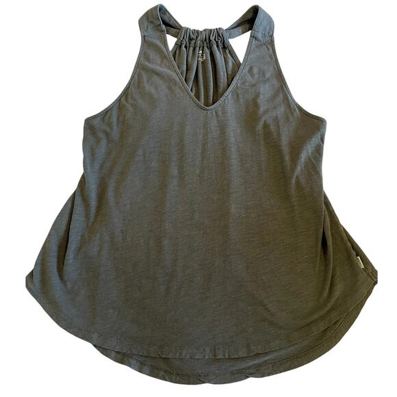Eddie Bauer Womens Draped Racerback Olive Green V Neck Outdoor Tank Top Large - Picture 1 of 8